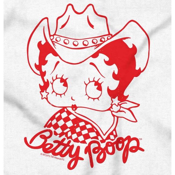 Betty Boop Unisex Adult Cowgirl Hoodie / White - Picture 2 of 3